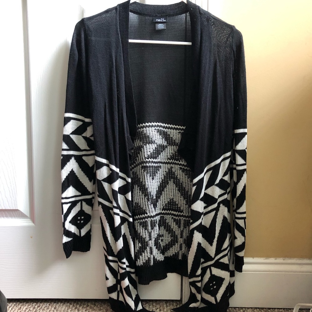 Lightweight black and white cardigan